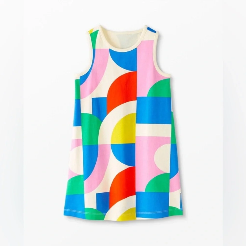 HANNA ANDERSSON Print Sleeveless Tank Top Dress in Modern Mod Geo Size 130 US 8